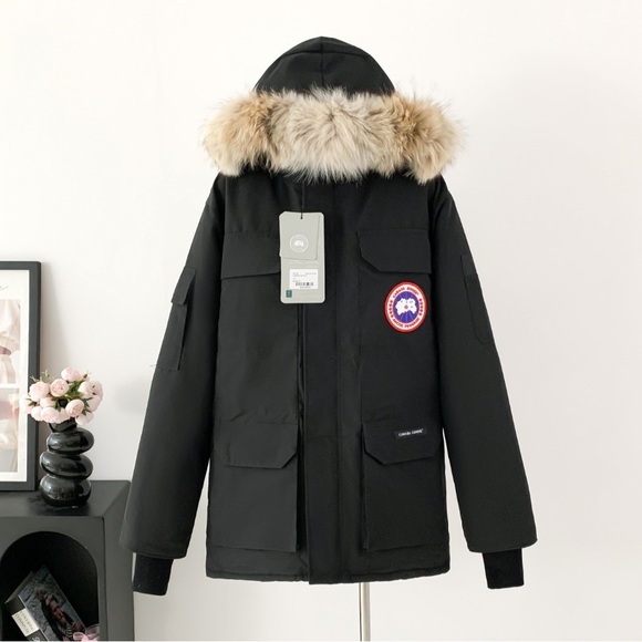 Canada Goose Black Jacket with Fur Trim - Picture 1 of 8